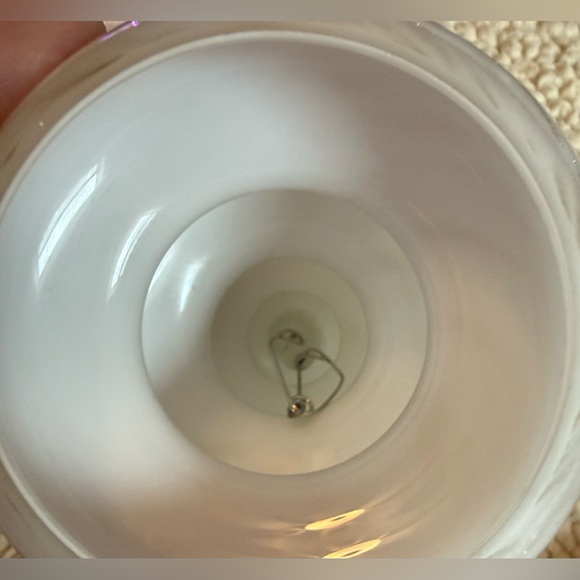 White and Gold Swirl hand blown glass hanging Ornament - Picture 5 of 6